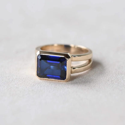 Warren Horizontal Sapphire Ring in 14k Gold (September)
