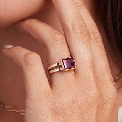 Warren Horizontal Ruby Ring in 14k Gold (July)