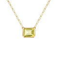 Warren Lemon Verbena Quartz Necklace on Adelaide Mini Chain in 14k Gold (August)