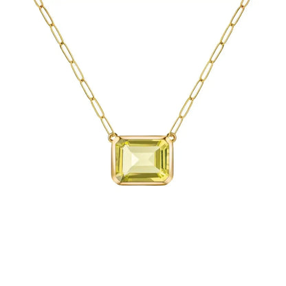 Warren Lemon Verbena Quartz Necklace on Adelaide Mini Chain in 14k Gold (August)