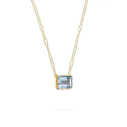Warren Aquamarine Necklace on Adelaide Mini Chain in 14k Gold (March)