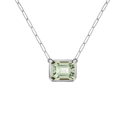 Warren Green Amethyst Necklace on Adelaide Mini Chain in 14k Gold (February)