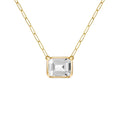 Warren White Topaz Necklace on Adelaide Mini Chain in 14k Gold (April)