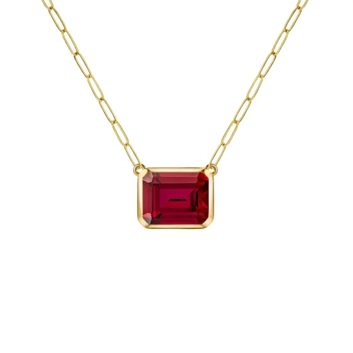 Warren Ruby Necklace on Adelaide Mini Chain in 14k Gold (July)
