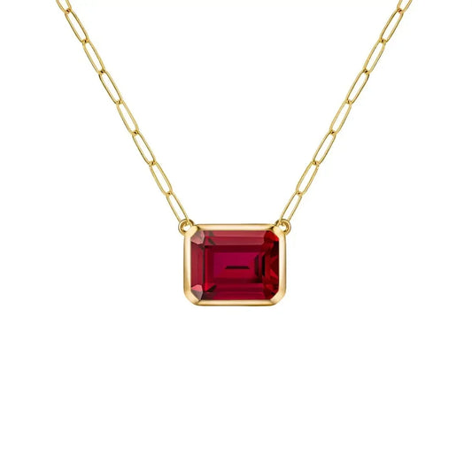 Warren Ruby Necklace on Adelaide Mini Chain in 14k Gold (July)