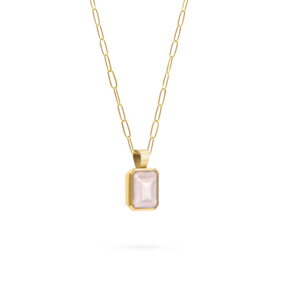Warren Rose Quartz Pendant in 14k Gold (October)