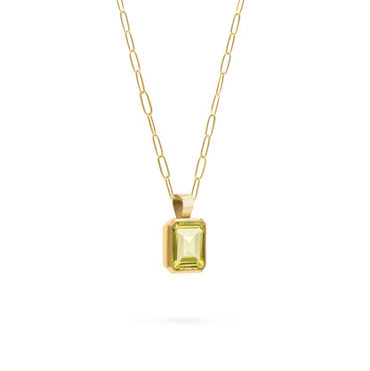 Warren Lemon Verbena Quartz Pendant in 14k Gold (August)