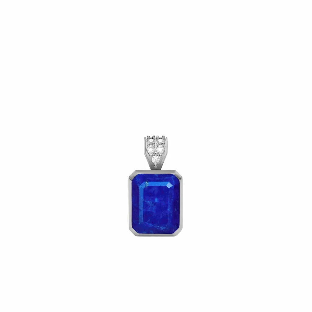 Warren Lapis Pendant with Diamond Bail in 14k Gold (September)