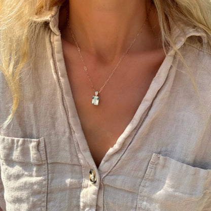 Warren Green Amethyst Pendant with Diamond Bail in 14k Gold (February)