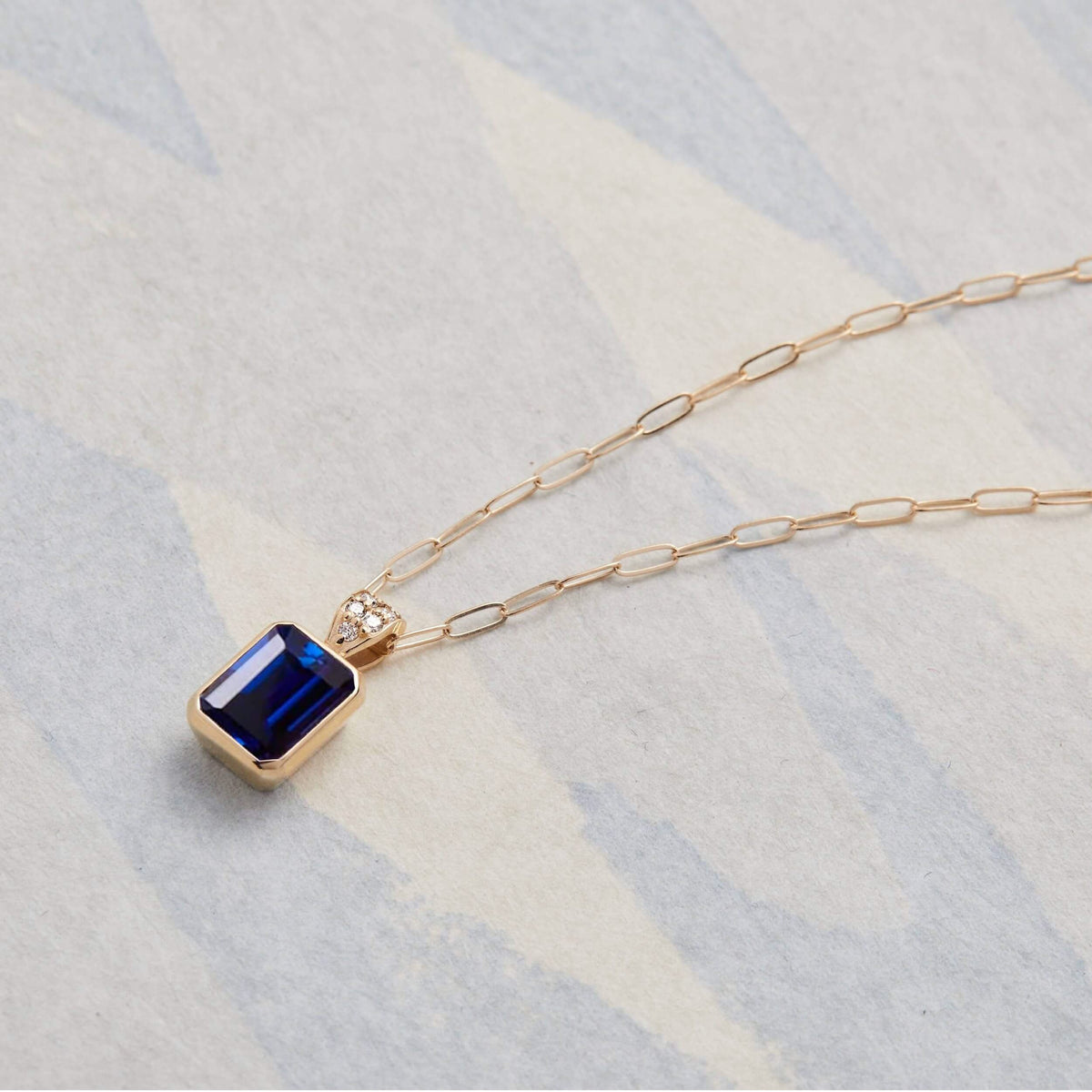 Warren Sapphire Pendant with Diamond Bail in 14k Gold (September)