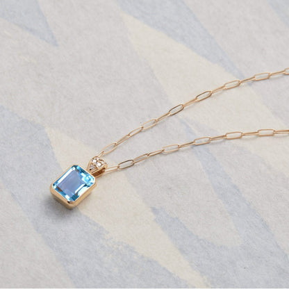 Warren Birthstone Pendant with Diamond Bail in 14k Gold