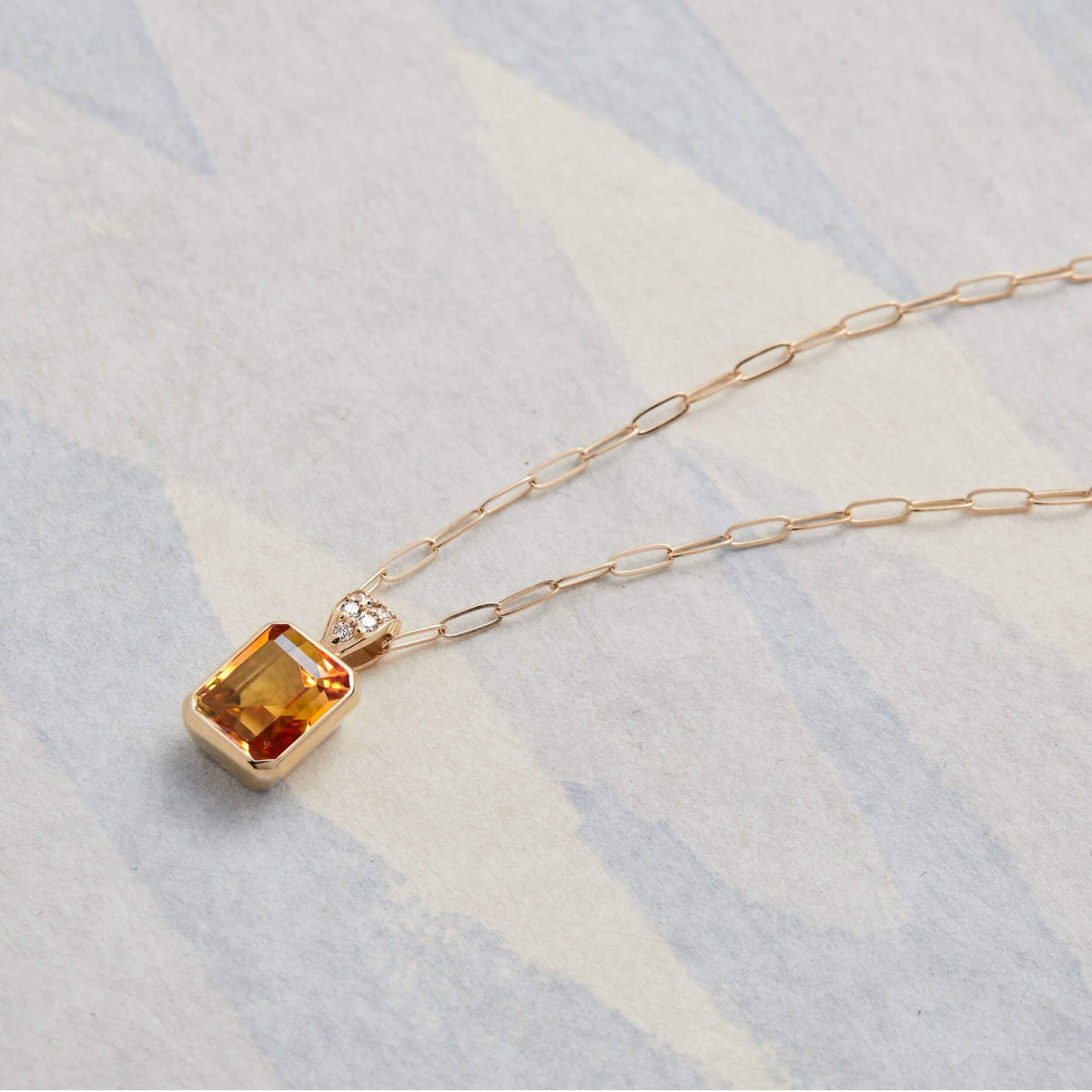 Warren Citrine Pendant with Diamond Bail in 14k Gold (November)