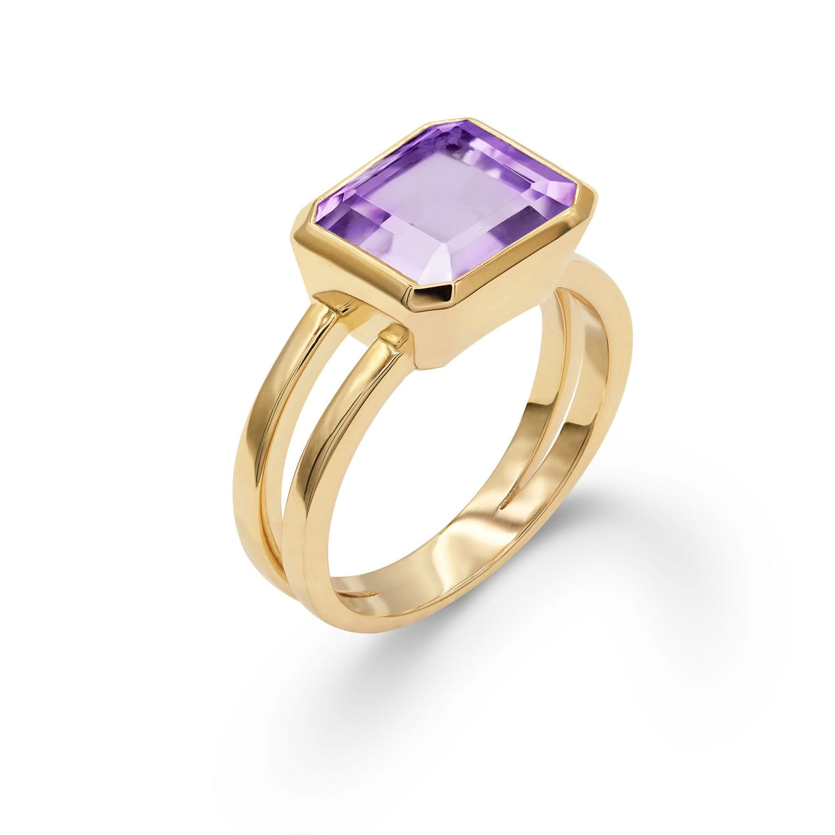 Warren Horizontal Amethyst Ring in 14k Gold (February)