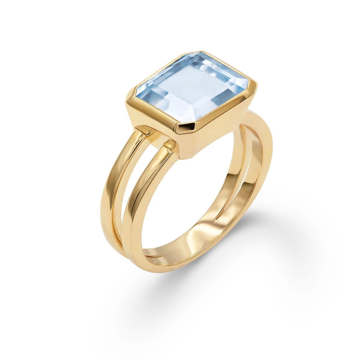 Warren Horizontal Aquamarine Ring in 14k Gold (March)