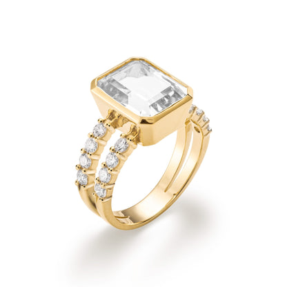 Warren Vertical Birthstone Ring with Accent Stones in 14k Gold