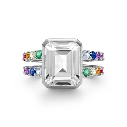 Rainbow Warren Vertical Ring in 14k Gold
