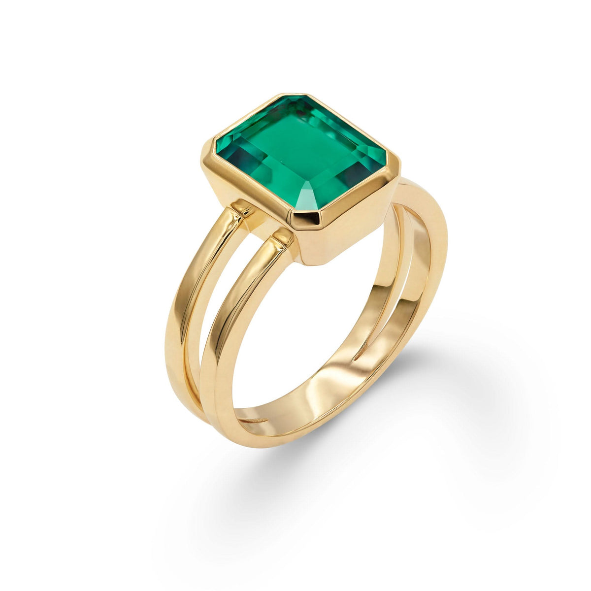 Warren Vertical Emerald Ring in 14k Gold (May)
