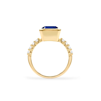 Warren Vertical Sapphire Ring with Diamonds in 14k Gold (September)