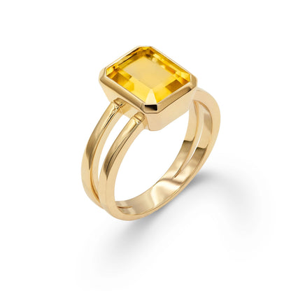 Warren Vertical Citrine Ring in 14k Gold (November)