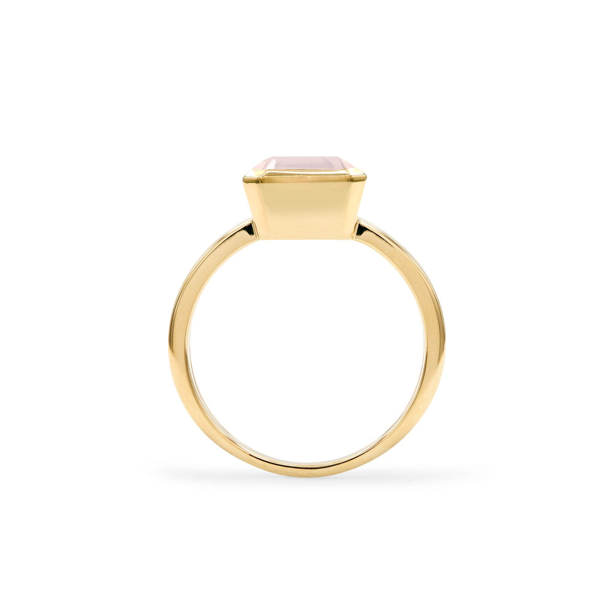 Warren Vertical Rose Quartz Ring in 14k Gold (October)