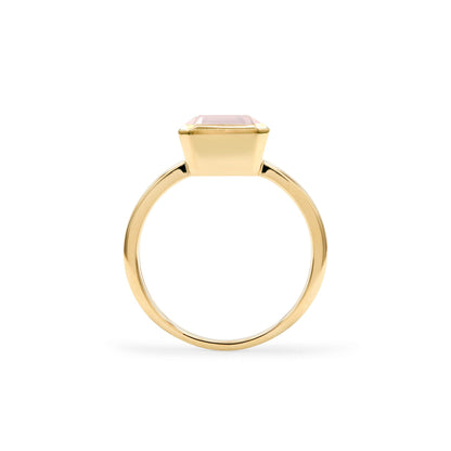 Warren Vertical Rose Quartz Ring in 14k Gold (October)