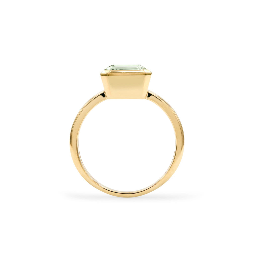 Warren Vertical Green Amethyst Ring in 14k Gold (February)