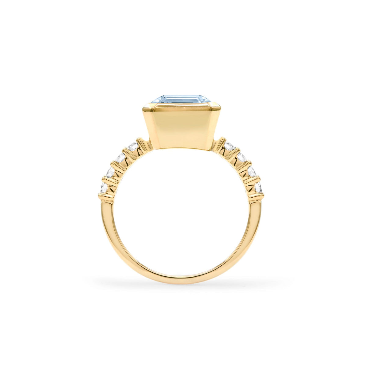 Warren Vertical Aquamarine Ring with Diamonds in 14k Gold (March)