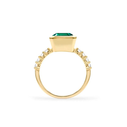 Warren Vertical Emerald Ring with Diamonds in 14k Gold (May)