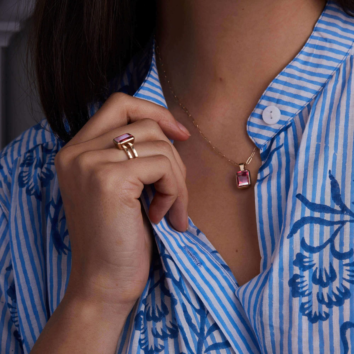 Warren Vertical Ruby Ring in 14k Gold (July)