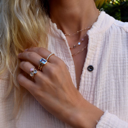 Warren Vertical Aquamarine Ring in 14k Gold (March)