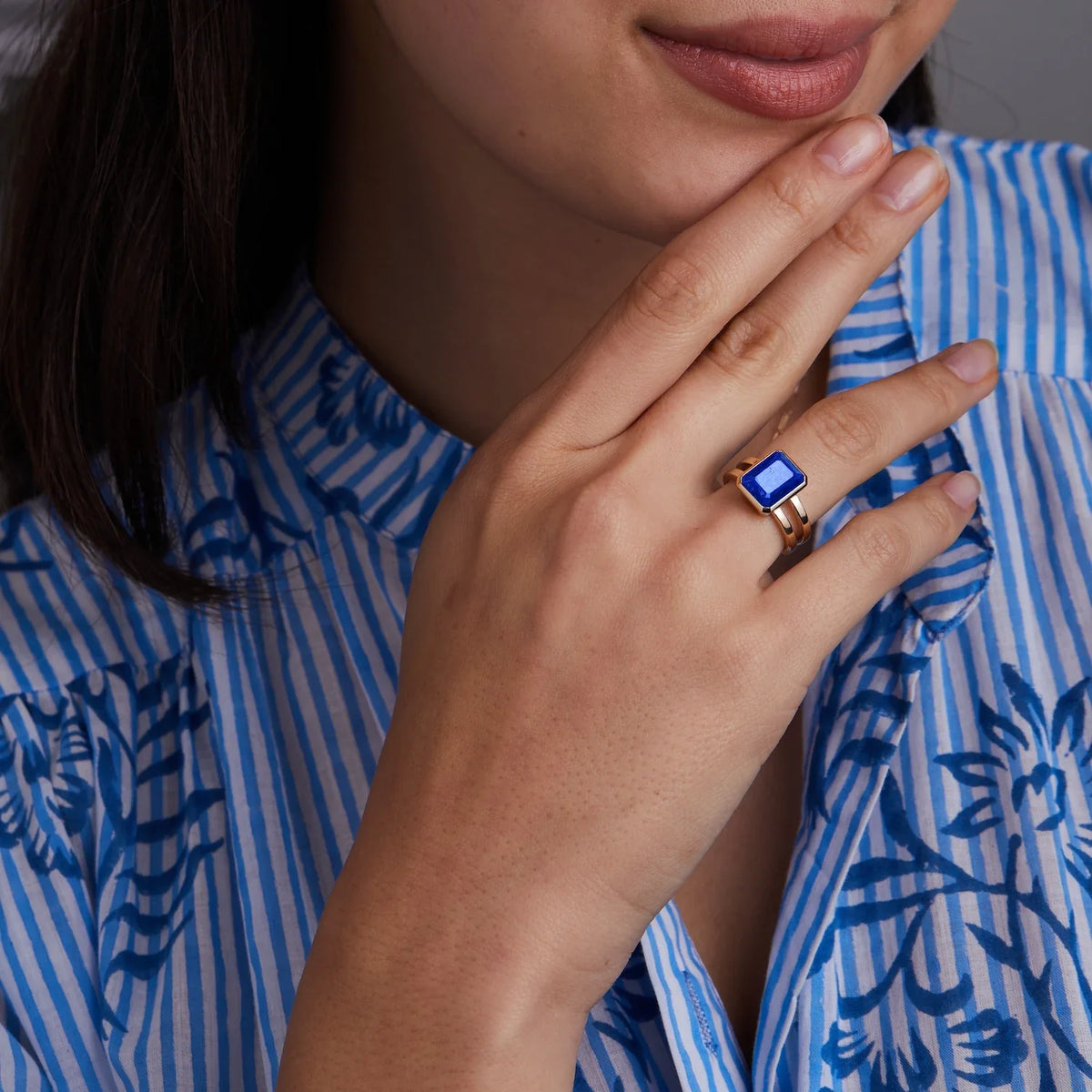 Warren Vertical Lapis Ring in 14k Gold (September)