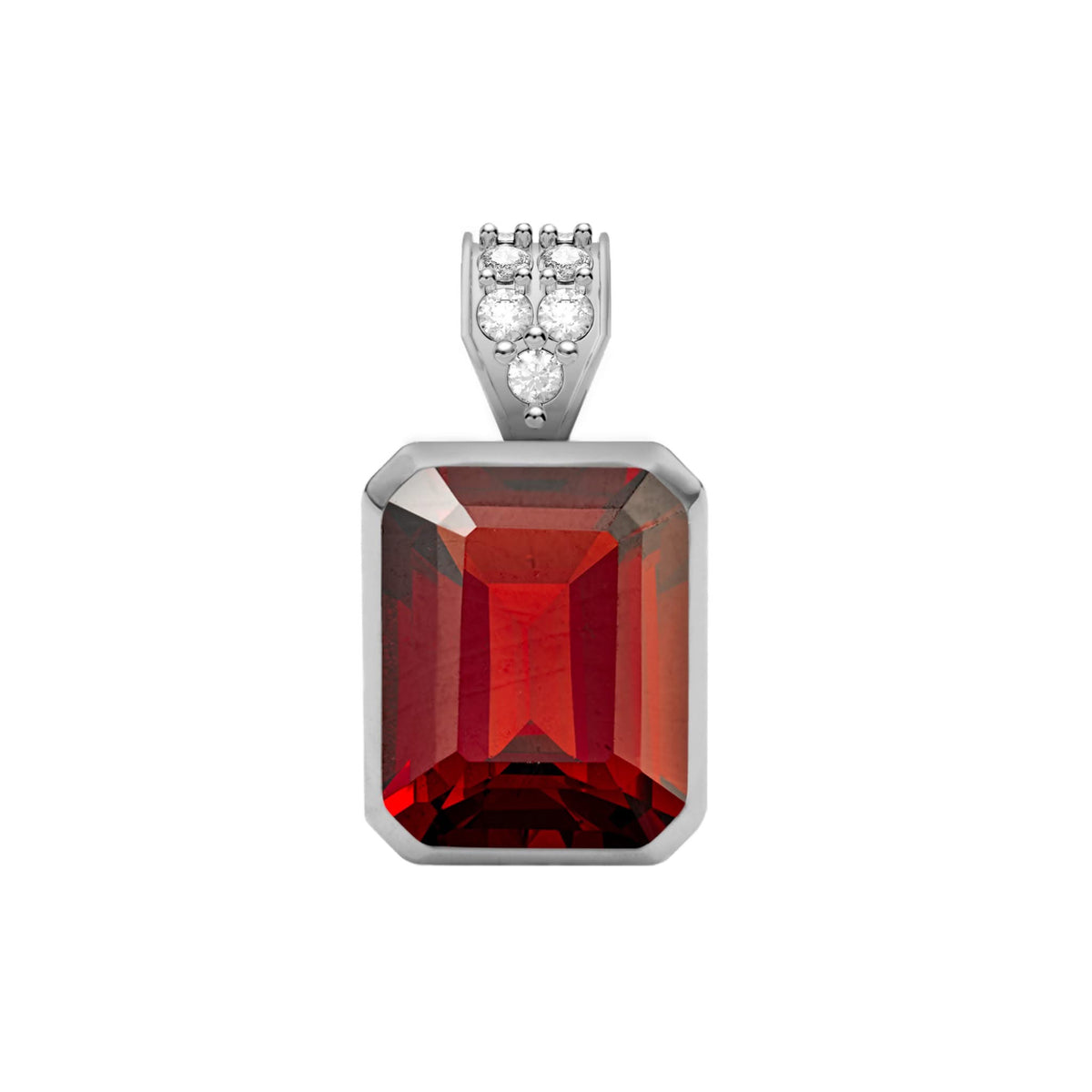 Warren Garnet Pendant with Diamond Bail in 14k Gold (January)