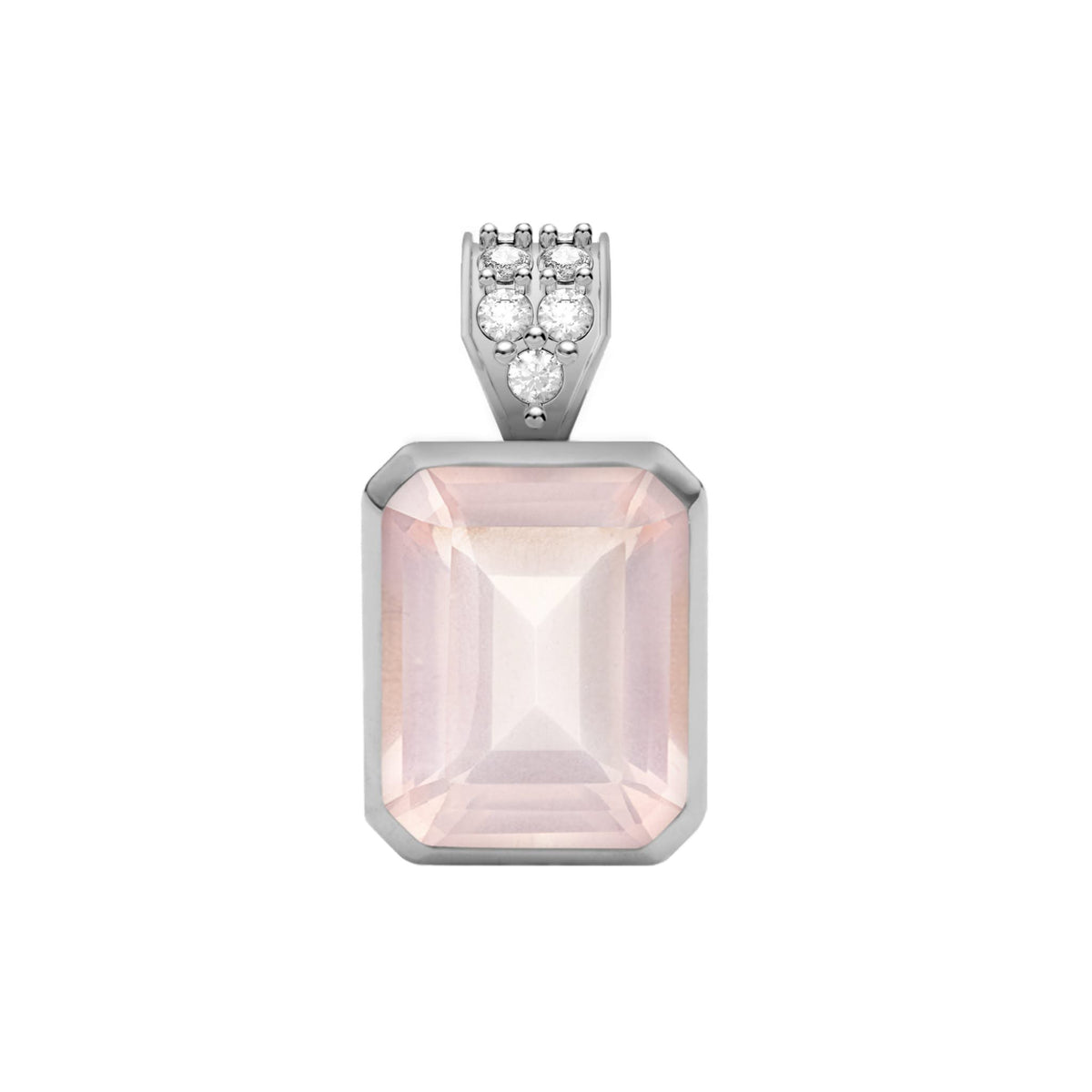 Warren Rose Quartz Pendant with Diamond Bail in 14k Gold (October)
