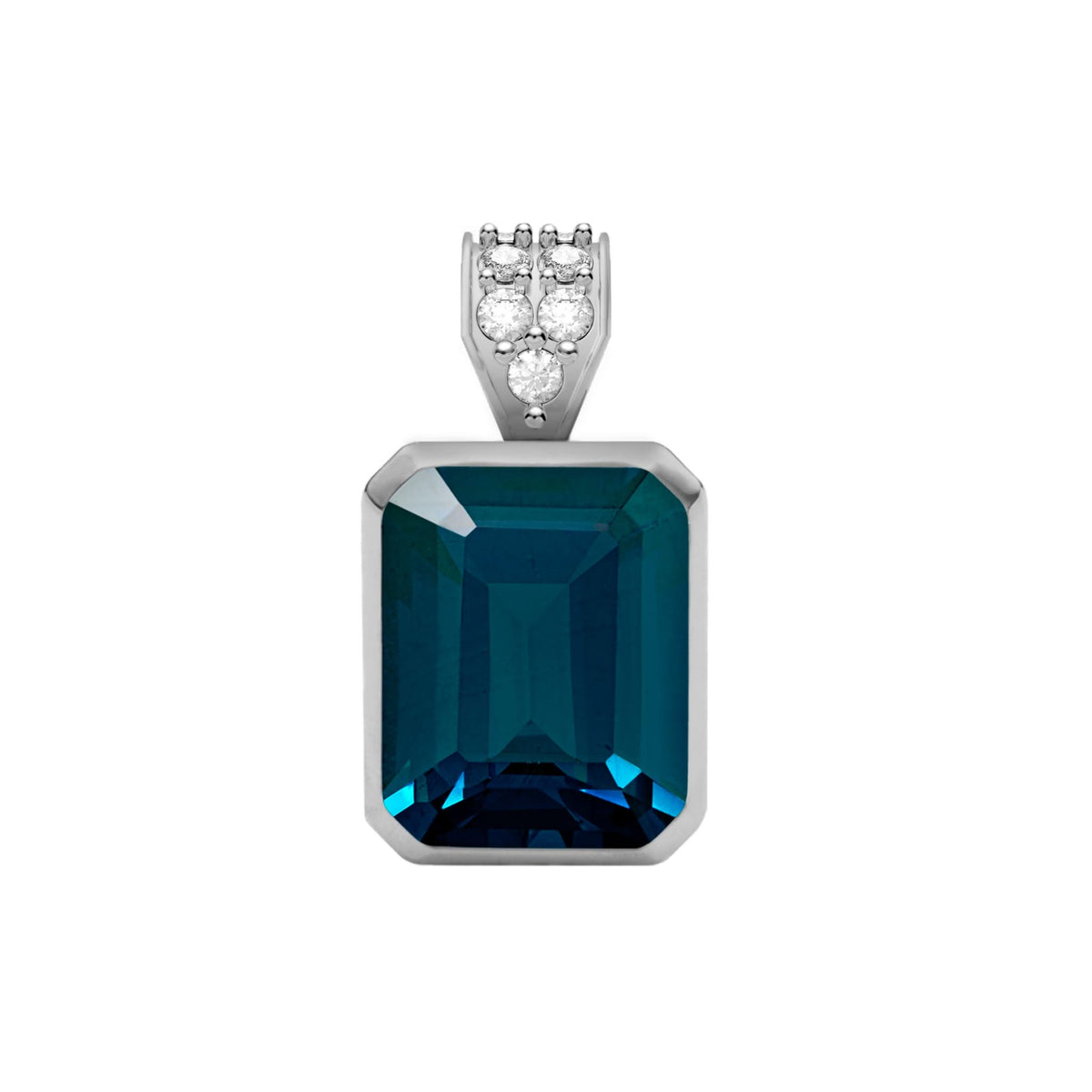 Warren Atlantic Blue Topaz Pendant with Diamond Bail in 14k Gold (December)