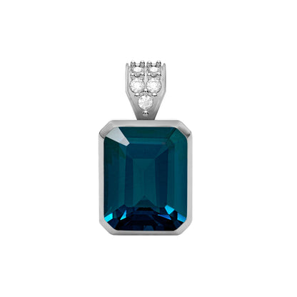 Warren Atlantic Blue Topaz Pendant with Diamond Bail in 14k Gold (December)