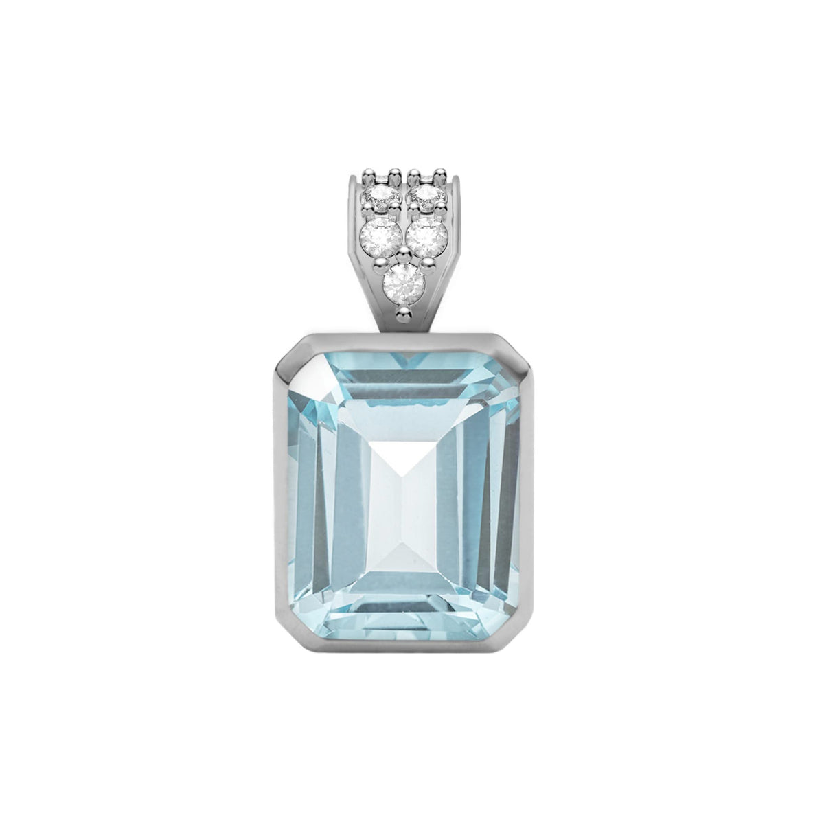 Warren Nantucket Blue Topaz Pendant with Diamond Bail in 14k Gold (December)