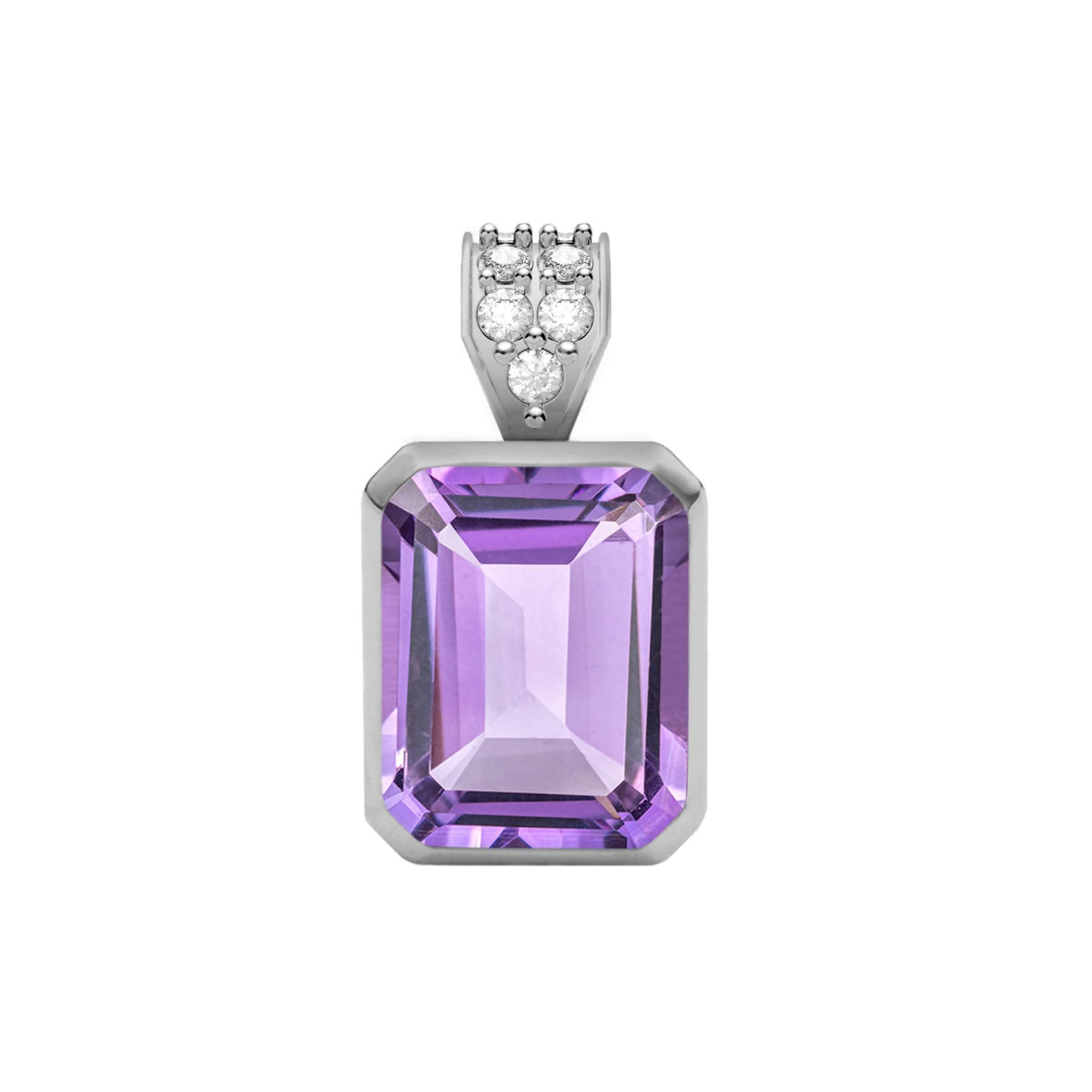 Warren Amethyst Pendant with Diamond Bail in 14k Gold (February)