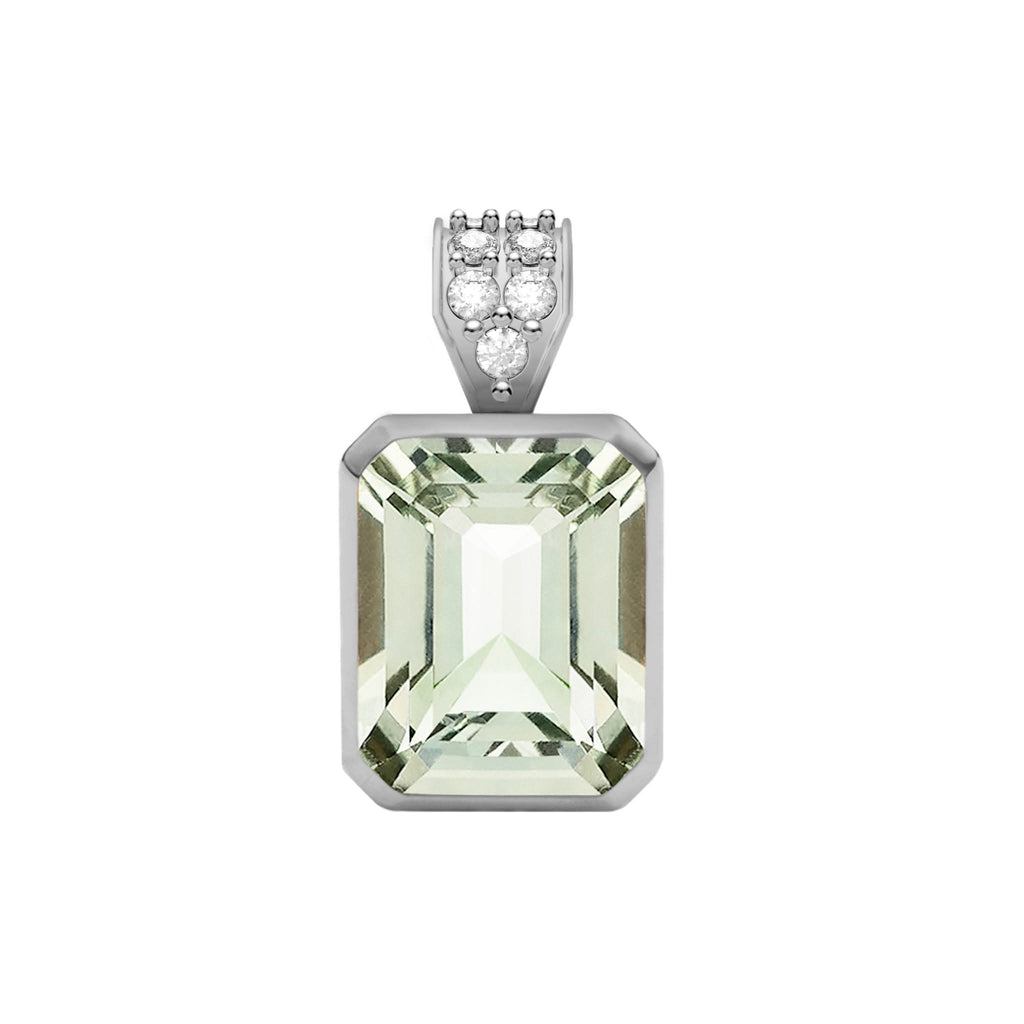 Warren Green Amethyst Pendant with Diamond Bail in 14k Gold (February)