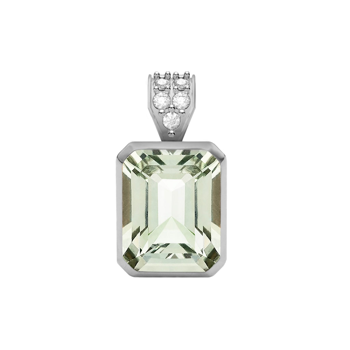 Warren Green Amethyst Pendant with Diamond Bail in 14k Gold (February)