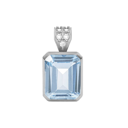 Warren Aquamarine Pendant with Diamond Bail in 14k Gold (March)
