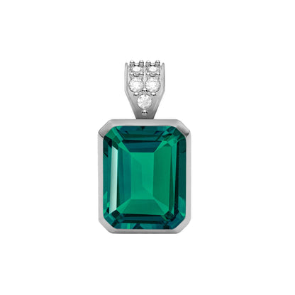 Warren Emerald Pendant with Diamond Bail in 14k Gold (May)