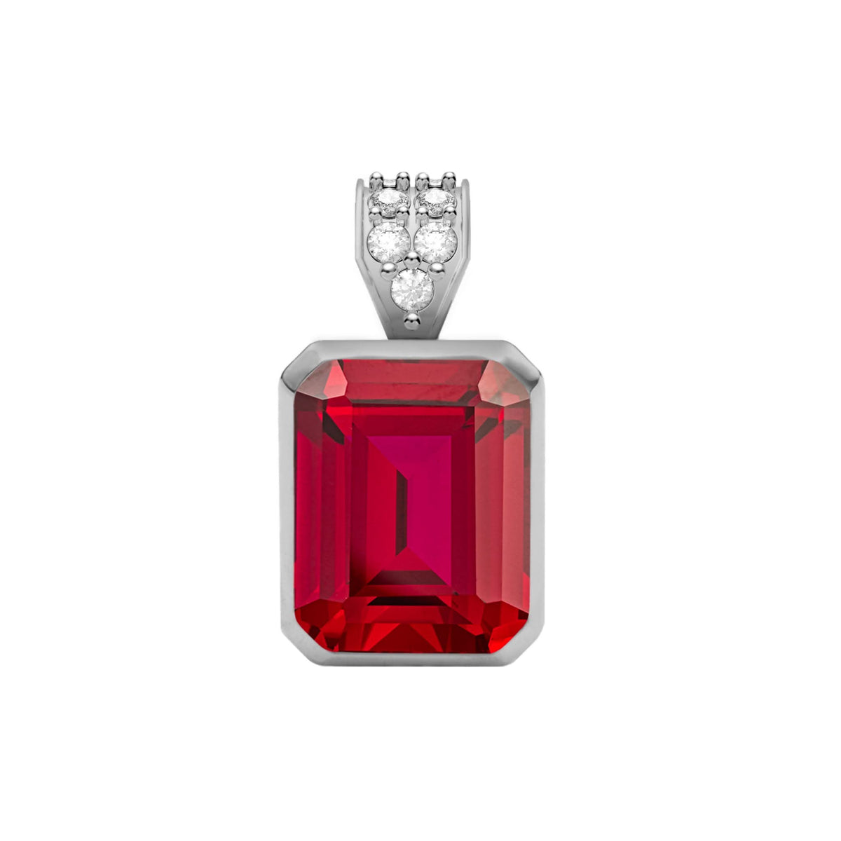 Warren Ruby Pendant with Diamond Bail in 14k Gold (July)