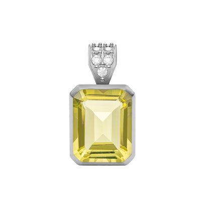 Warren Lemon Verbena Quartz Pendant with Diamond Bail in 14k Gold (August)