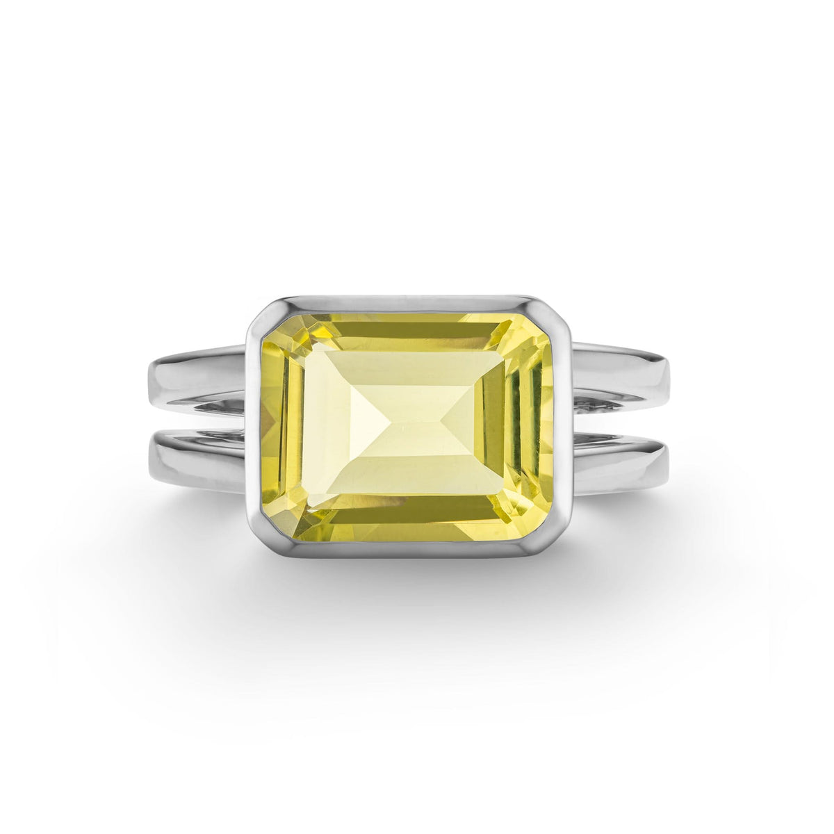 Warren Horizontal Lemon Verbena Quartz Ring in 14k Gold (August)