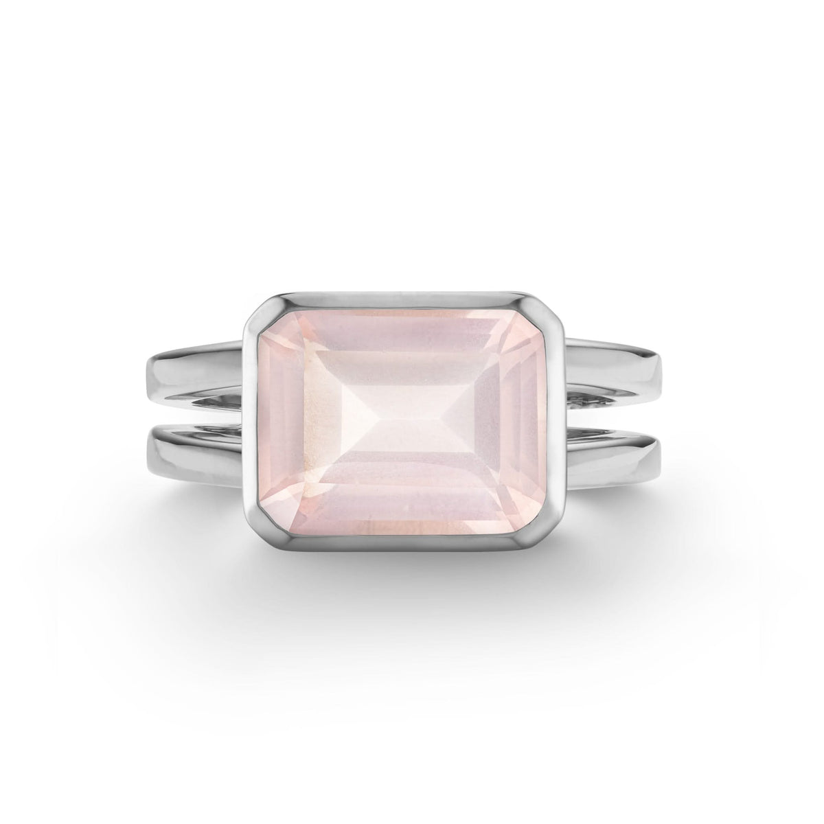 Warren Horizontal Rose Quartz Ring in 14k Gold (October)