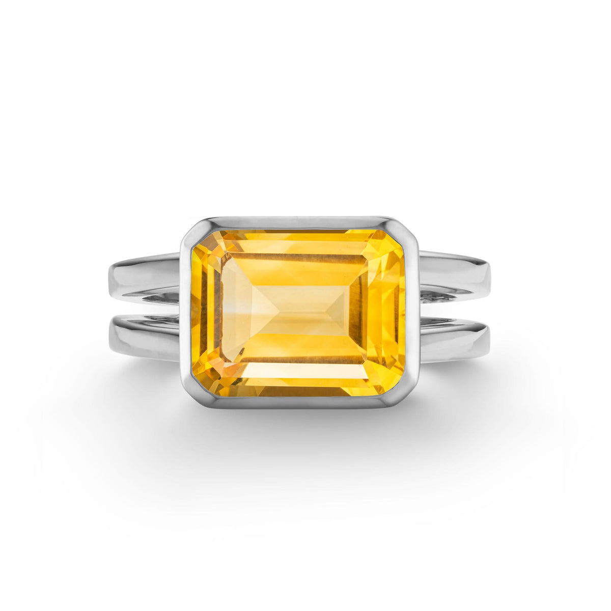 Warren Horizontal Citrine Ring in 14k Gold (November)