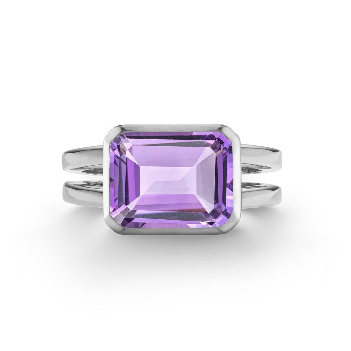 Warren Horizontal Amethyst Ring in 14k Gold (February)