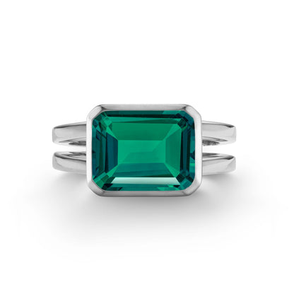 Warren Horizontal Emerald Ring in 14k Gold (May)