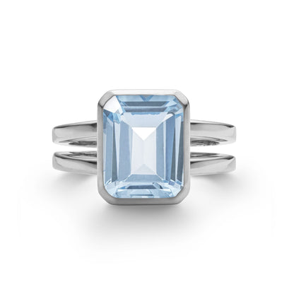 Warren Vertical Aquamarine Ring in 14k Gold (March)