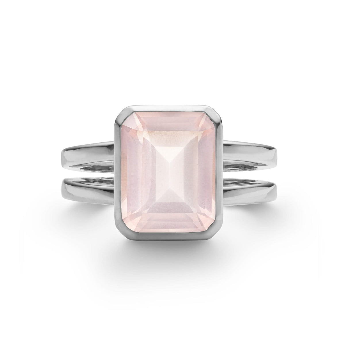 Warren Vertical Rose Quartz Ring in 14k Gold (October)